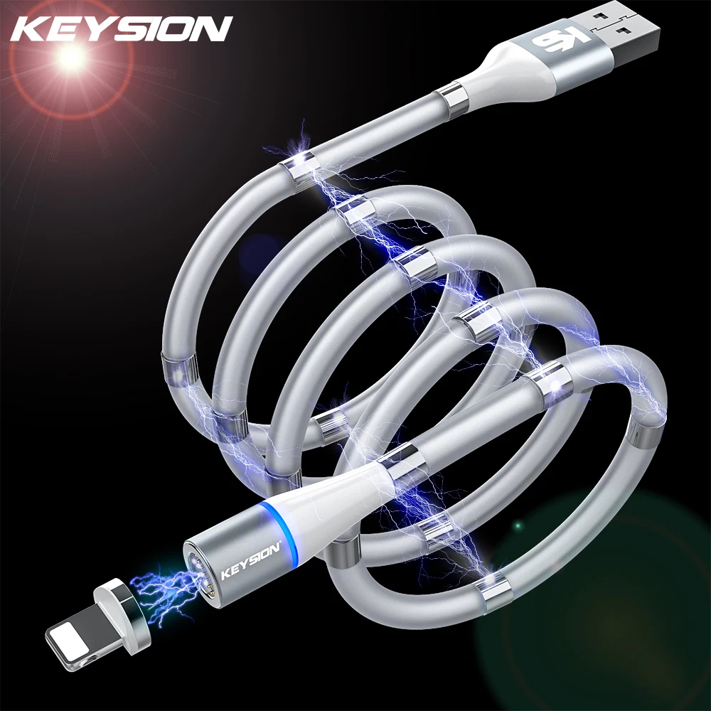 Магнитный кабель KEYSION 3A для iPhone Тип C магнитное зарядное устройство зарядка