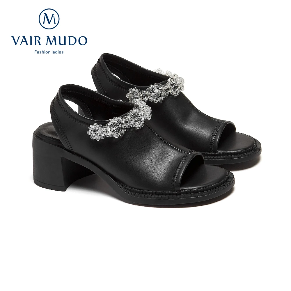 

Женские босоножки на толстом каблуке VAIR MUDO, черные или белые босоножки из синтетического материала, непромокаемые повседневные Босоножки н...