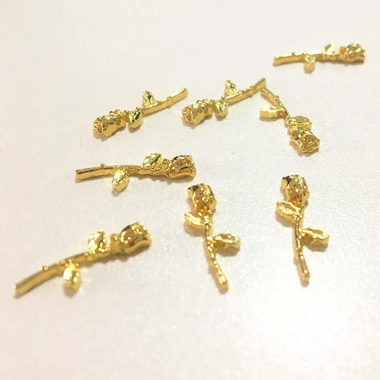 

20Pcs Long Flowers 3d Nail Art Decorations Bling Rose Nail Accessoires Charms Studs Manicure Spring Blooms Diy Nailart Supply