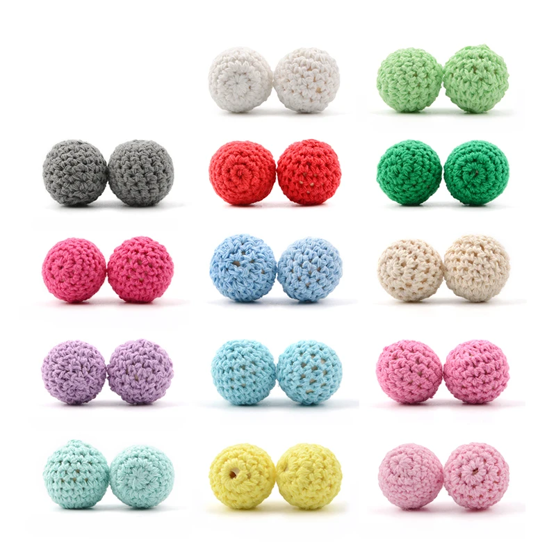 LOFCA-Cuentas de ganchillo de madera para beb&eacute;, roedores de grado alimenticio, DIY, colgante, collar, mordedor, productos para ni&ntilde;os, 20 Uds.-1