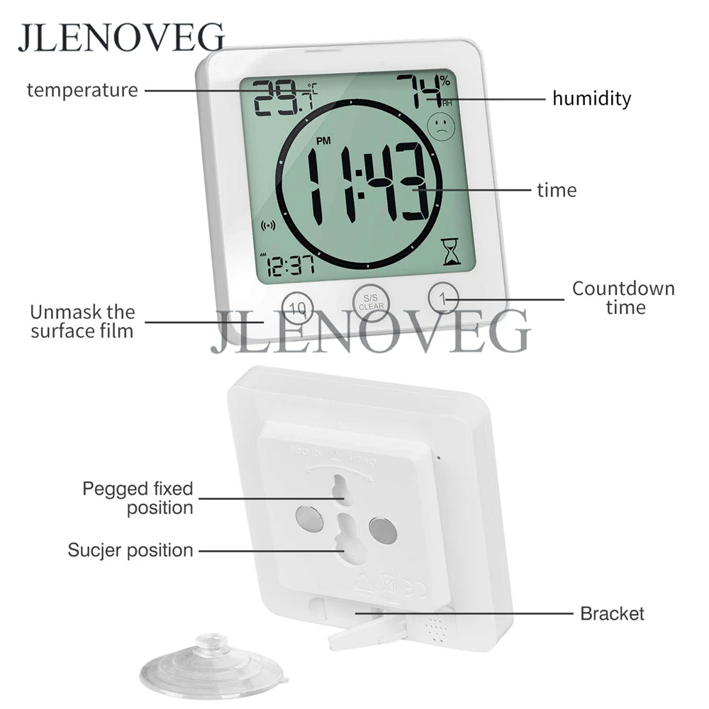 Waterproof Bathroom Clock and Timer for Shower Digital Water Resistant Alarm Clocks with Suction Cup Proof Bathro | Дом и сад
