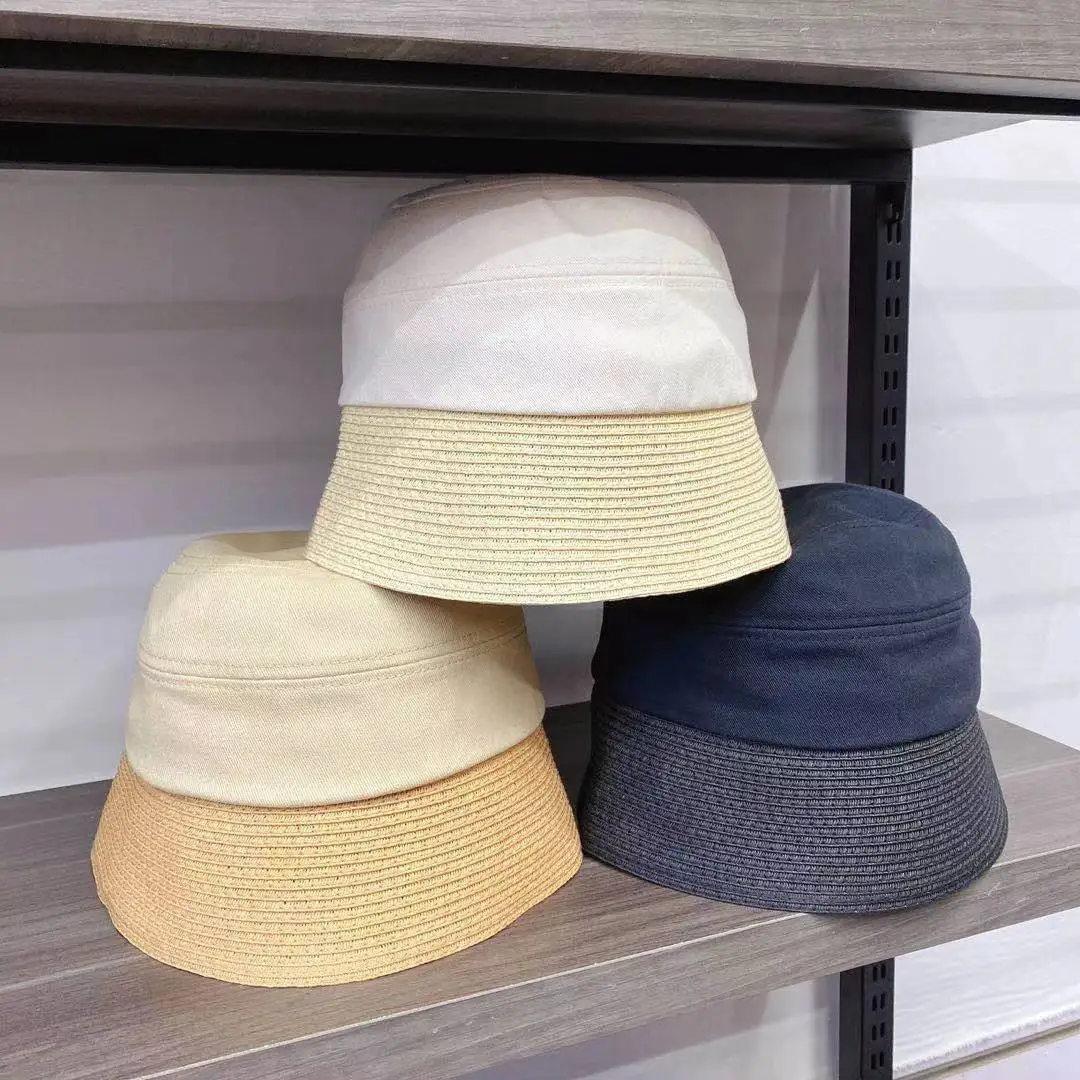

202104-dudu new Japanese style cloth patchwork grass brim leisure lady bucket cap women fishermen hat