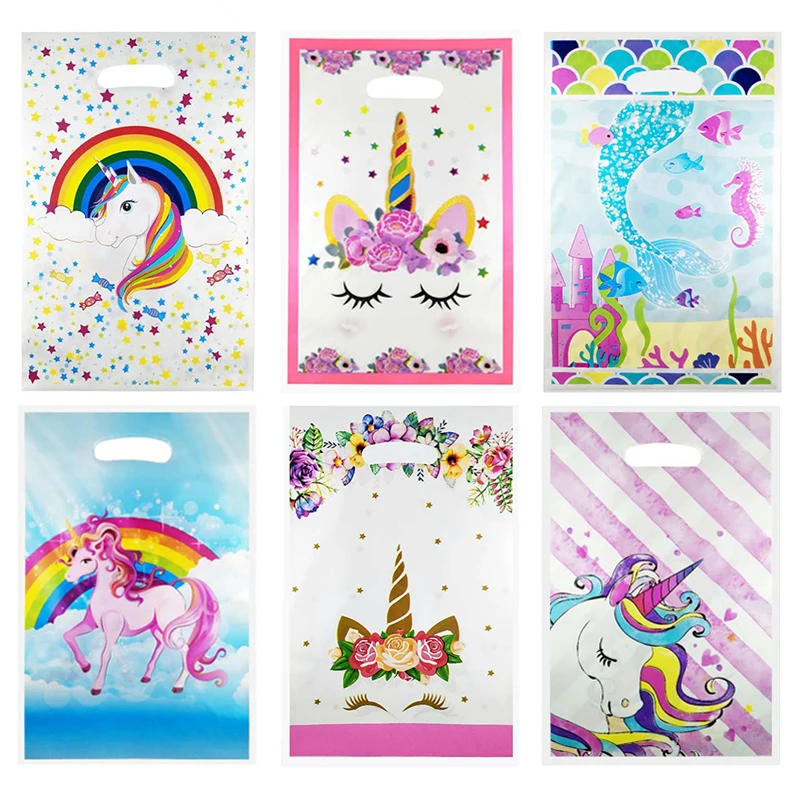 20 штук Единорог пластиковые подарочные пакеты конфетная сумка Фламинго