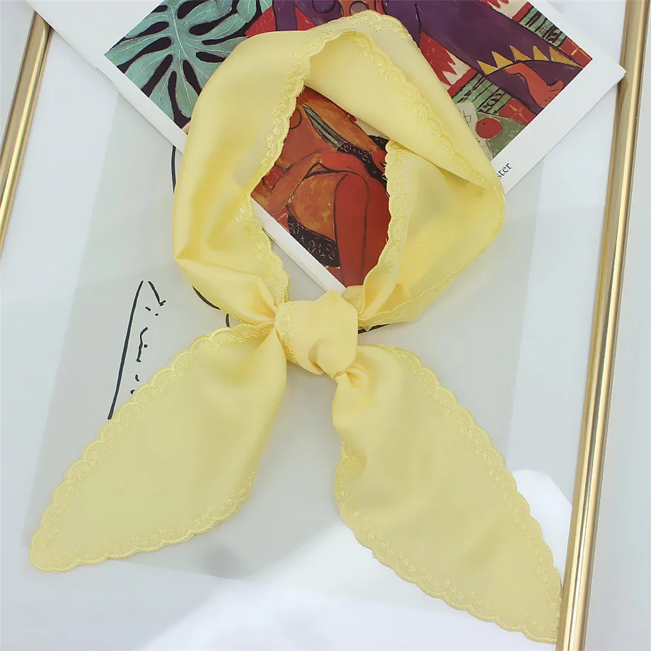 Сплошной цвет вышивка 2021 новый дизайн шелковый шарф женский роскошный бренд