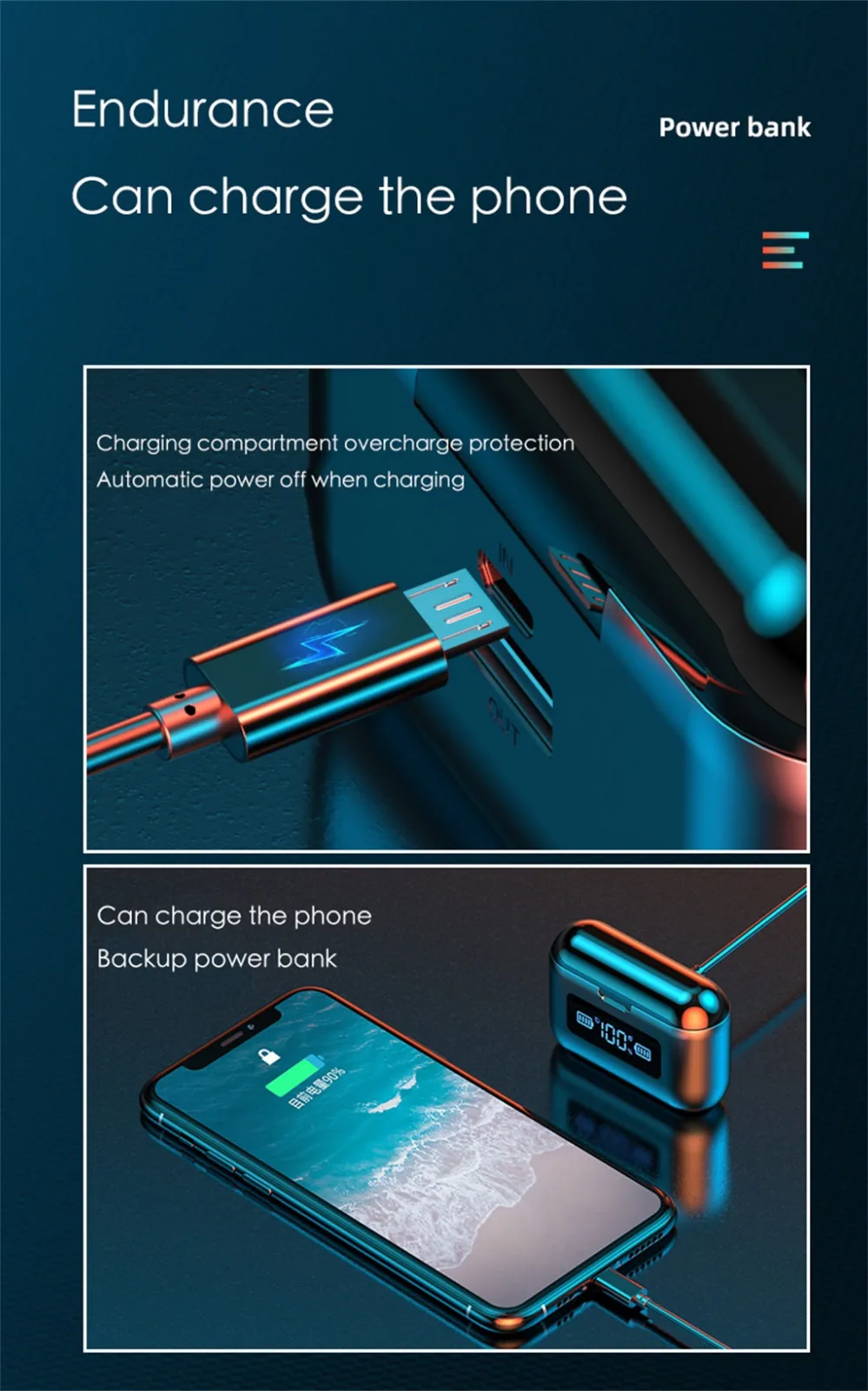 

2021 Bluetooth Headset 5.0 In-ear Digital Binaural Call Stereo Waterproof Led Display Waterproof Headsets With Microphone New