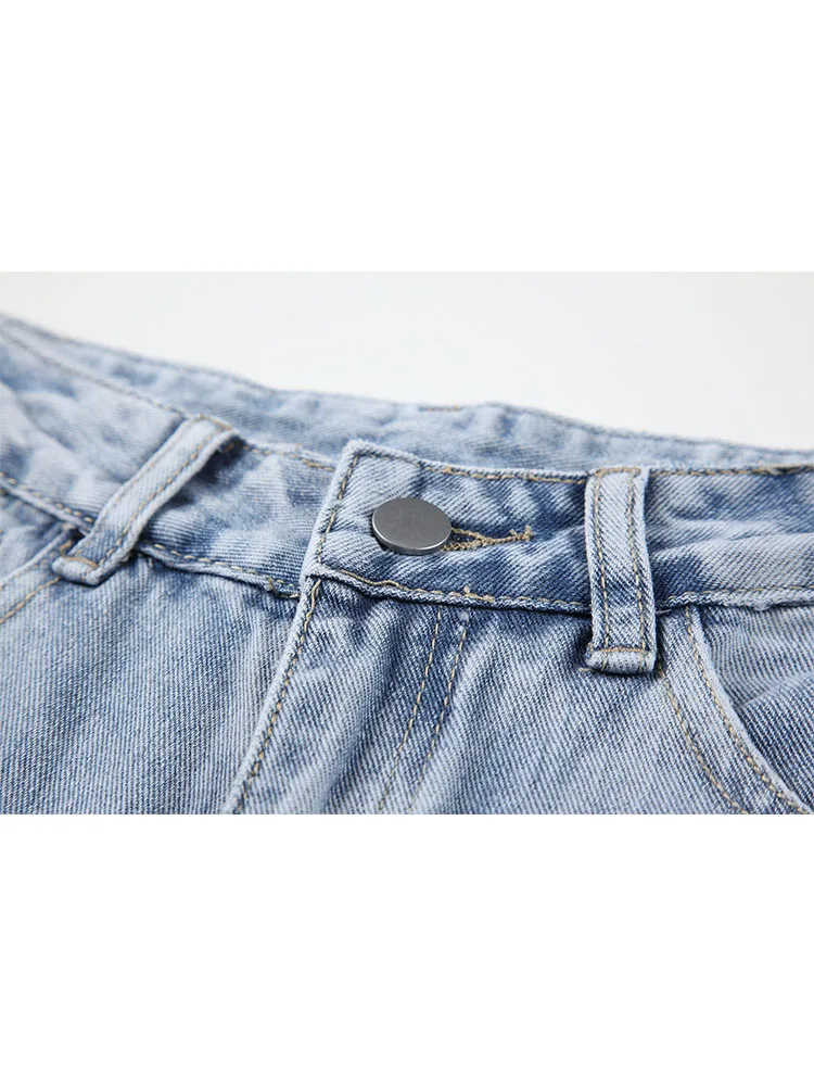 Женские джинсы модные прямые брюки с высокой талией повседневные мешковатые для