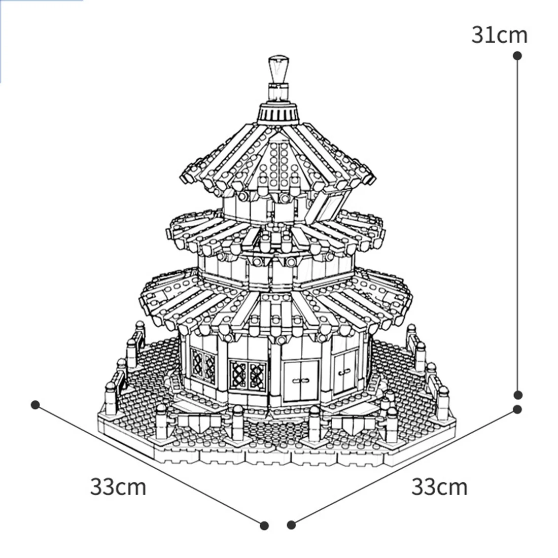 

1736Pcs 1:100 Street View Series MOC Beijing Temple Of Heaven Small Particle DIY Building Blocks Model Block Assembly Toys