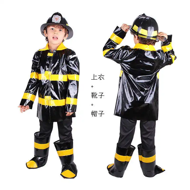 

Children Boys Firefighter Cosplay Carnival Halloween Costumes Performance Uniforms Job Role Play Costumes