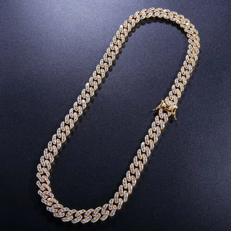 Хип хоп розовый AAA кубическая циркониевая подвеска Bling Iced Out кубинские Короткие Ожерелья Роскошные CZ камень звено цепи мужские украшения-браслеты - Окраска металла: Gold white cz