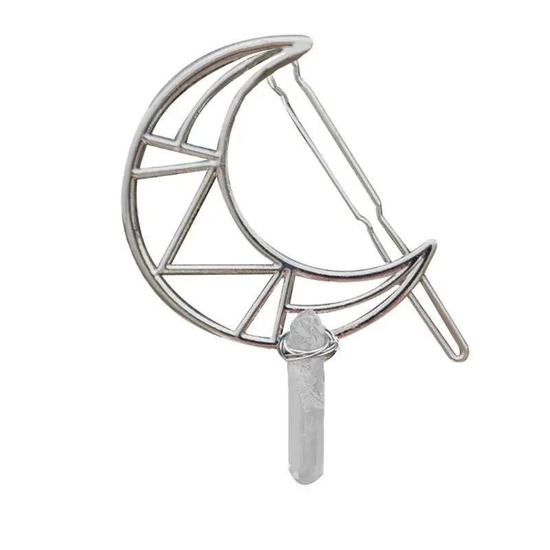 Винтажная заколка для волос в виде полумесяца искусственного кварца