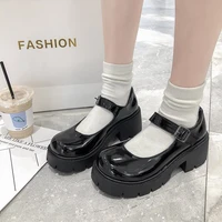 rimocy patent leather mary jane shoes for women 2020 autumn chunky platform ankle strap pumps woman thick bottom lolita shoes