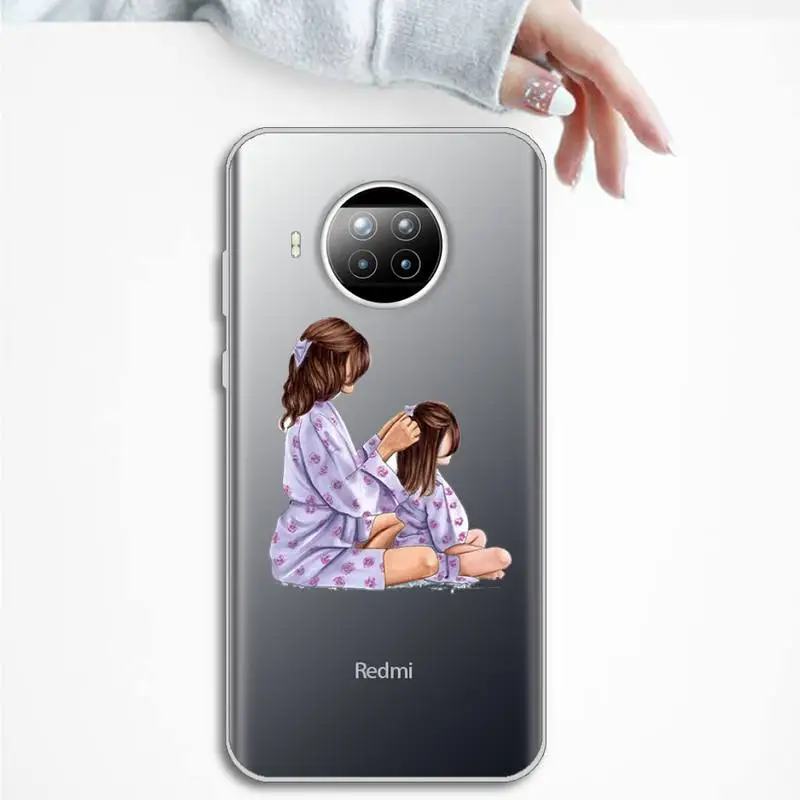 

Mom and baby Phone Case Transparent for Xiaomi Redmi note 10 t 8 9 pro lite 11