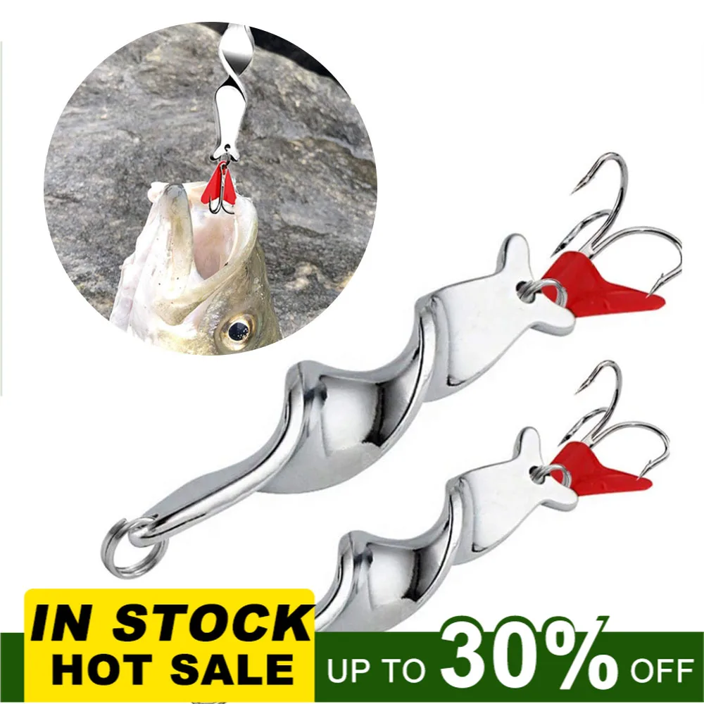 

1PCS 10g 14g 21g 28g Rotating Metal Spinner Spoon Fishing Lure Hard Baits For Trout Pike Pesca Peche Treble Hook Tackle