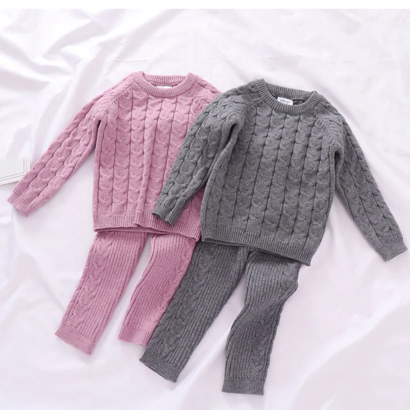 Купи Toddler Baby Girls Clothes Sets Kids 2Pcs Winter Knitting Pullover Sweater+Pants Boys Tracksuits Pajamas For Children Clothing за 839 рублей в магазине AliExpress