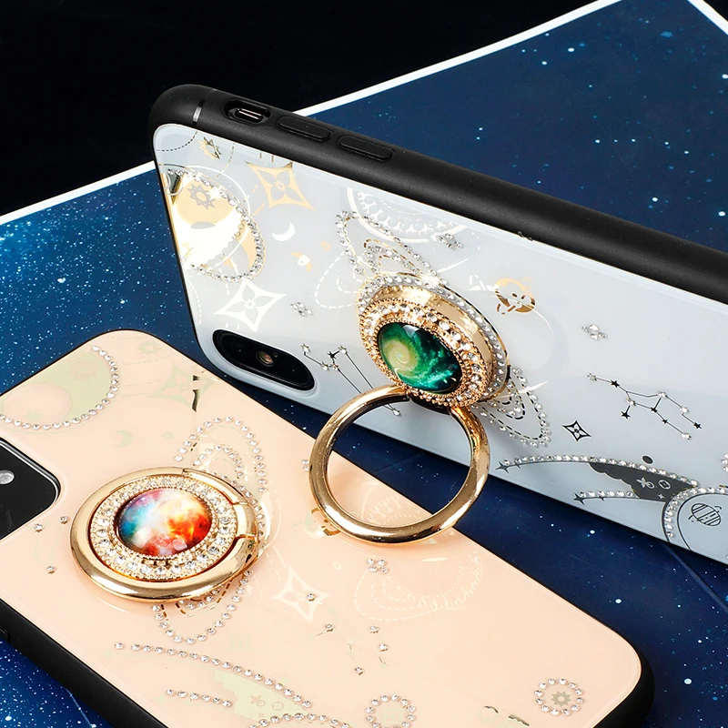 Роскошный чехол для телефона с бриллиантами iPhone 12 mini 11 pro max x xs xr кольцом пальца и