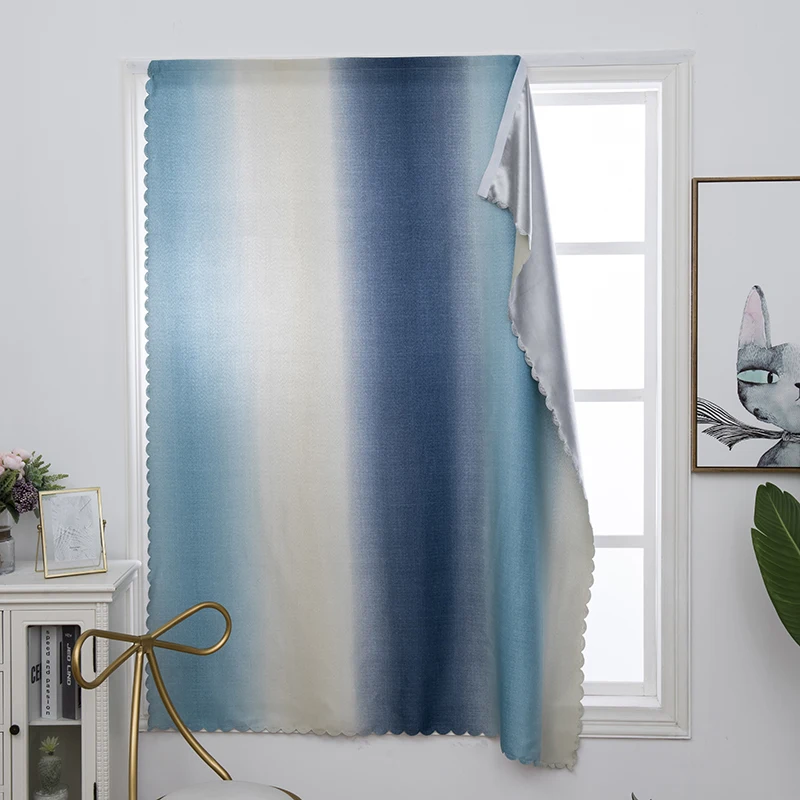 

Gradient Color Curtain Girl Kids Bedroom Full Blackout Window Drapes Punch-free Curtain Craft Home Decor 130*80 CM
