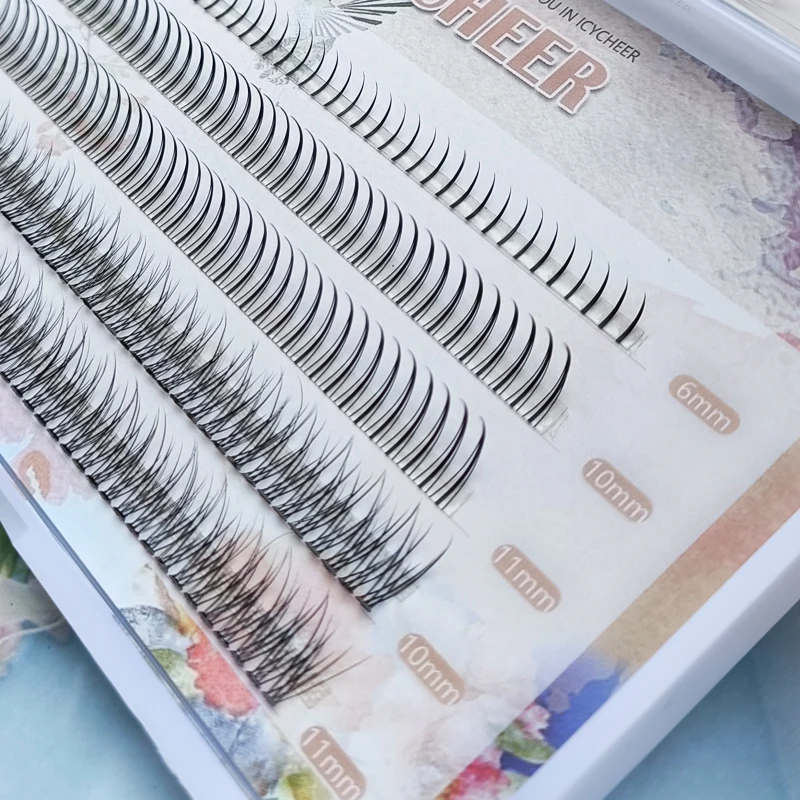 Отдельные ресницы смешанные нижние А-образной формы рыбий хвост накладные