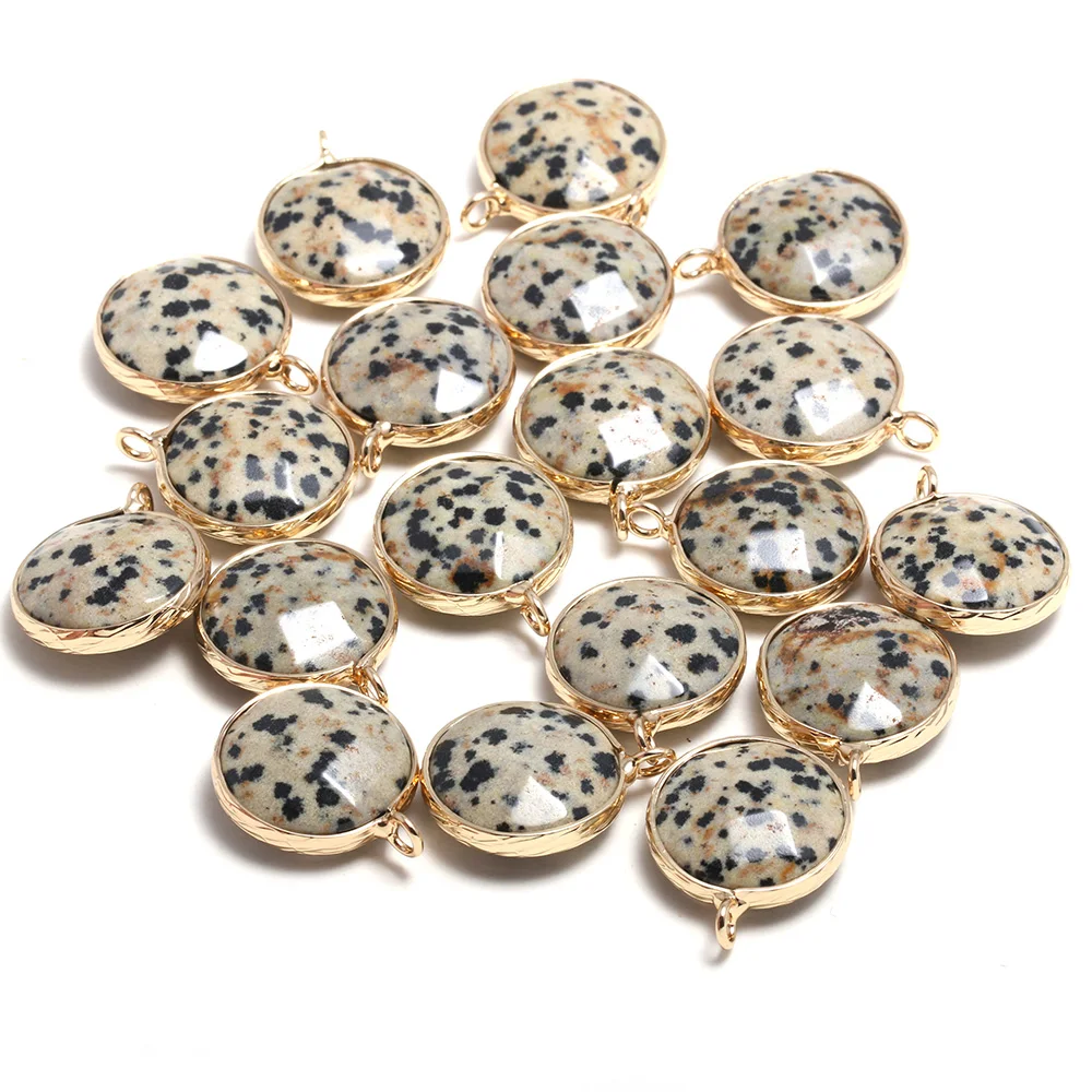 

New 5pcs Natural Stone Round Section Damation Jaspes Pendants for Jewelry Making DIY Necklace Size 17x20mm