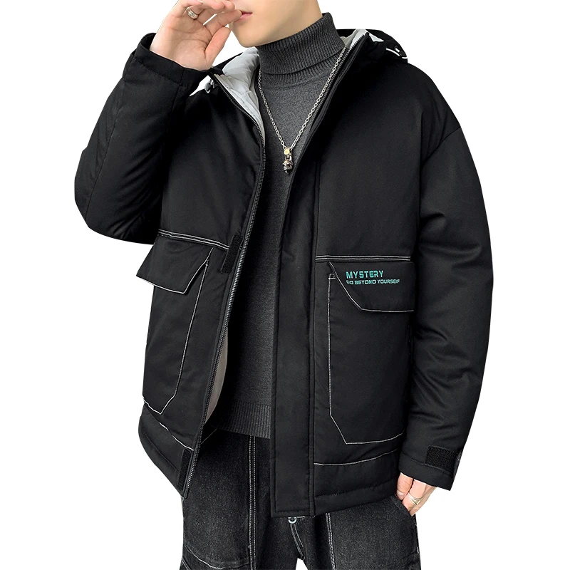 Fashion Winter Men's Hooded Cotton-Padded Jacket Parkas Casual Solid Down Coats Outwear Autumn Thick Warm Tops Puffer Clothing