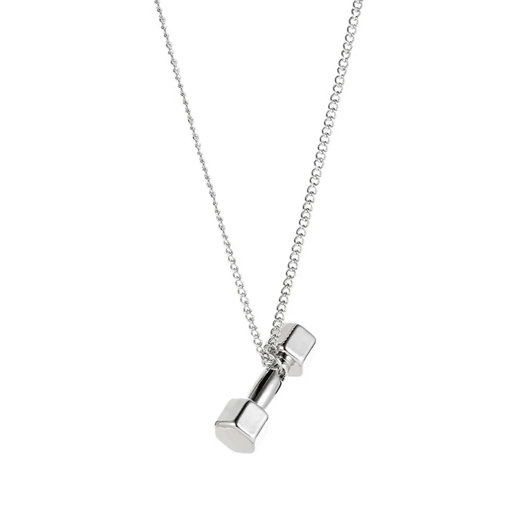 

Korean Dumbbell Pendant Necklace Chain For Women Men Simple Creative Unisex Charm Necklaces Fashion Jewelry
