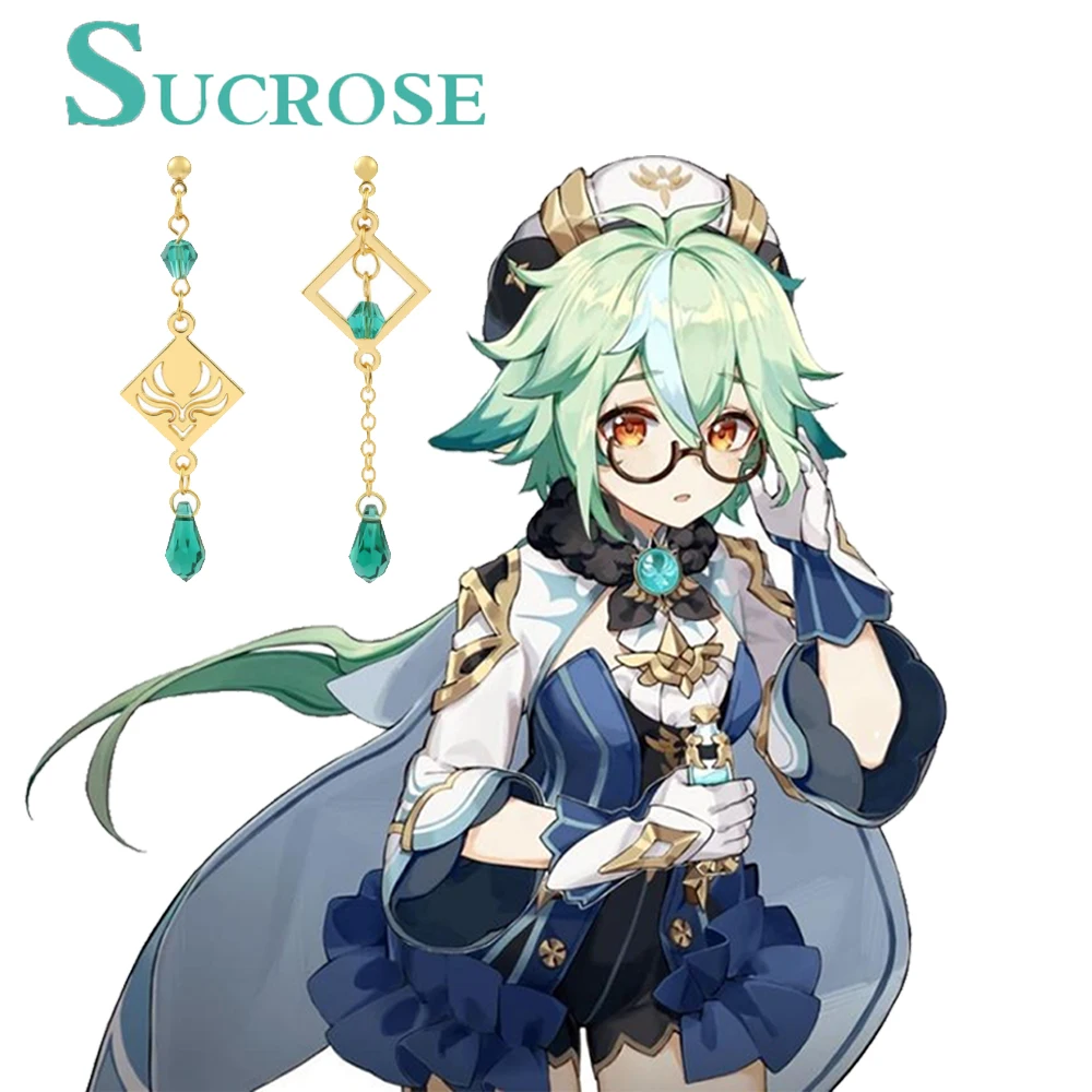 

Game Genshin Impact Earrings Tartaglia Sucrose Knights Kaeya Crystal Pendant Ear Clip Cosplay Props Costume Accessories Gifts