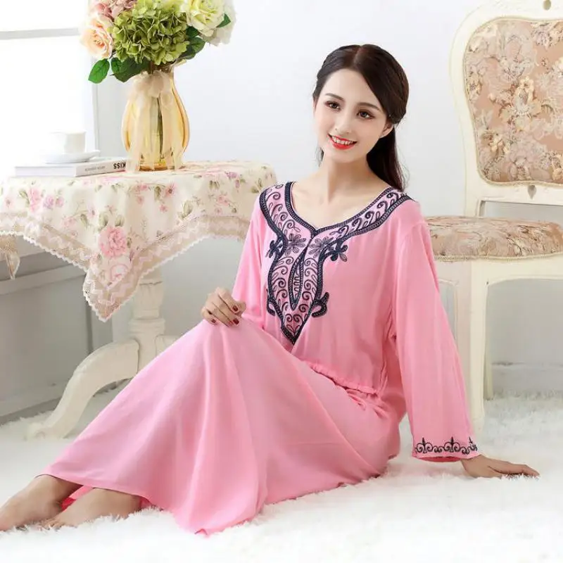 Новинка осеннее Женское ночное платье с вышивкой высококачественное домашнее