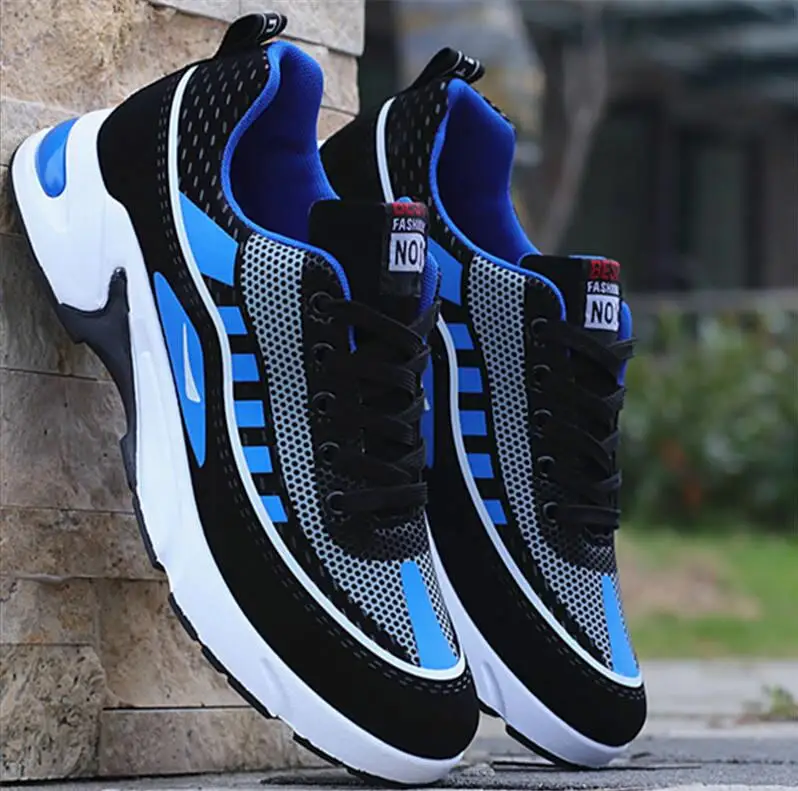 Blue 001 Мужские спортивные кроссовки, осенняя дезодорирующая дышащая повседневная обувь, мужская обувь, обувь для бега для молодых студентов - Цвет: Blue 001