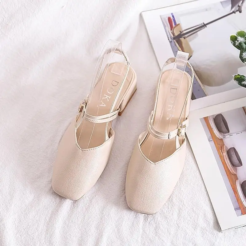 

2020 sandals lady Mid-heeled Buckle Casual Shoes Wild Round Head Thick Heel Sandals super quality chaussures