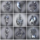 Металлическая Фигурка Статуя душа переплетенная Художественная Картина на холсте Романтический абстрактный постер печать Настенная картина декор для спальни отеля