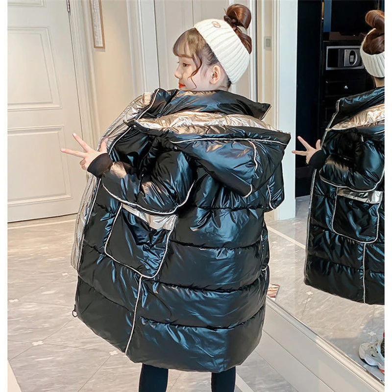 

Girls Winter Jacket Children‘s Thicken Warm Parka Kids Down Jacket Long Glossy waterproof Coats Teenage Girls Outwear TZ634