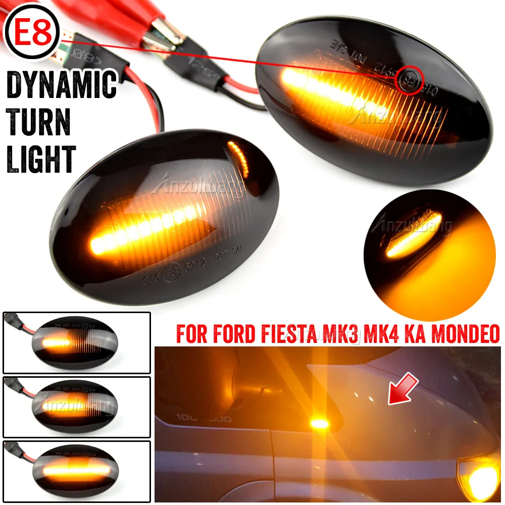 

2 шт., светодиодный динамический поворотник для Ford Fiesta III IV MK3 MK4 KA Mondeo I MK1 Transit Tourneo MK6 MK7