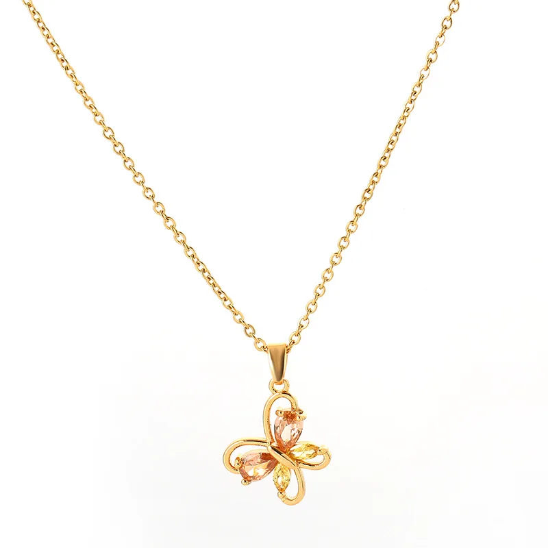 

2021 Female Butterfly Pendant Necklace Light Luxury Personality Clavicle Chain Luxury Jewelry Lady Birthday Gift