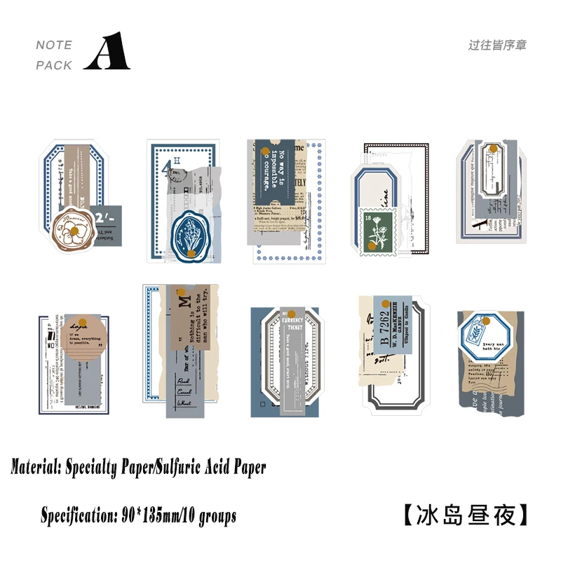 

Mr.Paper 4 Kinds Of Designs Retro Past All Preface Series DIY Scrapbook Material Card Retro Tag Material Pack Card