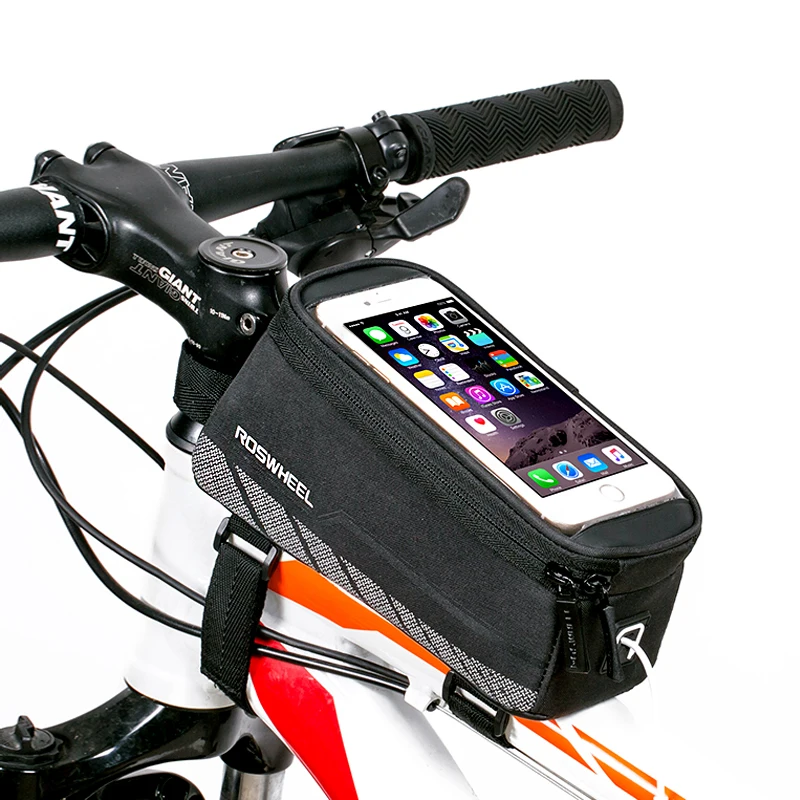 

Roswheel 12496-A6 Touchscreen Cycling Bicycle Front Frame Top Tube 5.7" Cell Mobile Phone Bike Bag Holder Pouch Case Pannier