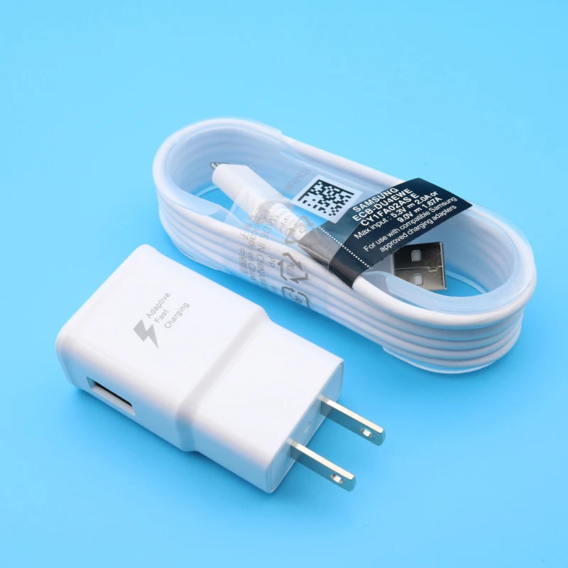 Сетевое зарядное устройство Samsung Galaxy S6 S7 edge 9 В 1 67 А 150 см 2 кабель micro usb для J3 J5 J7 Note 4