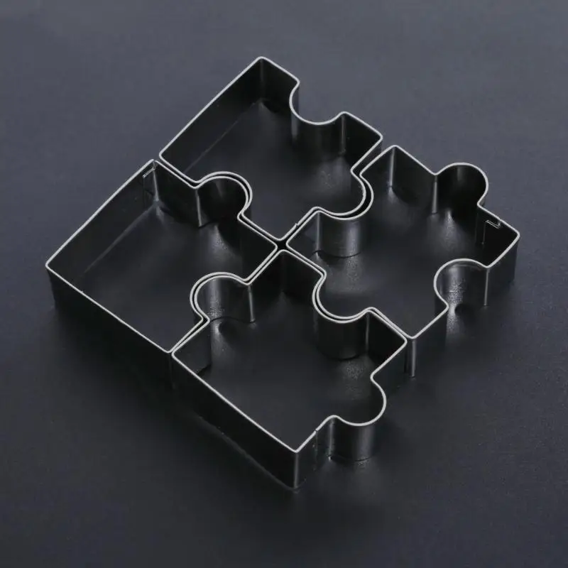 4pcs Stainless Steel Puzzle Cookie Cutter DIY Biscuit Dessert Mold Pastry Fondant Cake Sugarcraft Decorating Frame Tool | Дом и сад