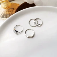 4pcsset simple geometric hollow rings gold silver fashion design ins style wild index finger rings cool jewelry for women