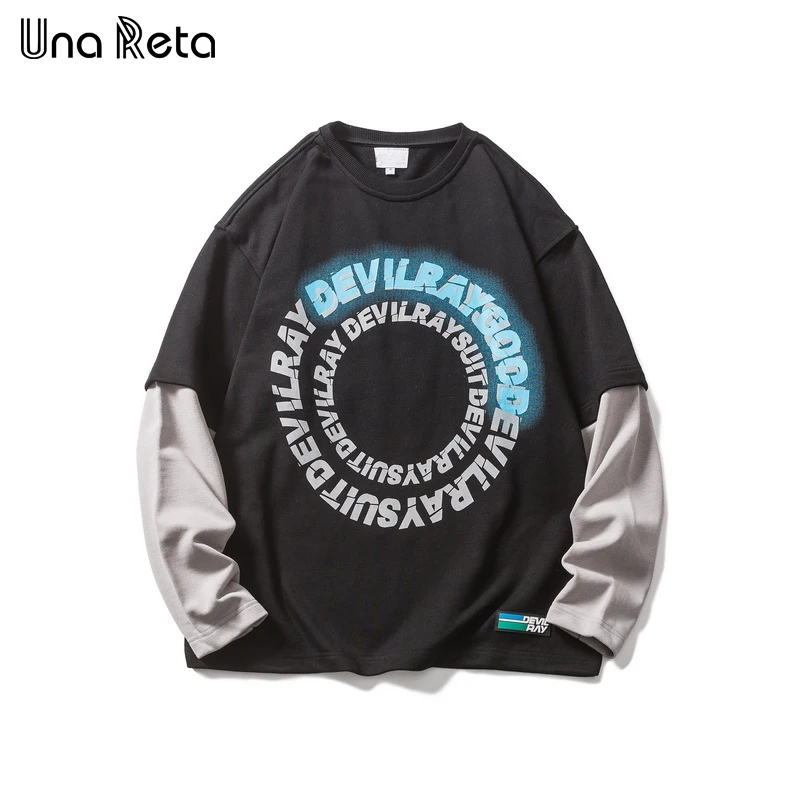 

Una Reta толстовки Весна 2021 новая мужская одежда хип-хоп поддельные два пуловера Harajuku топы парные большие толстовки мужские