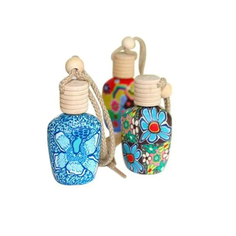 

New Arrive Car Hang Decoration Polymer Clay Essence Oil Perfume Bottle Hang Rope Empty Bottle LX3157