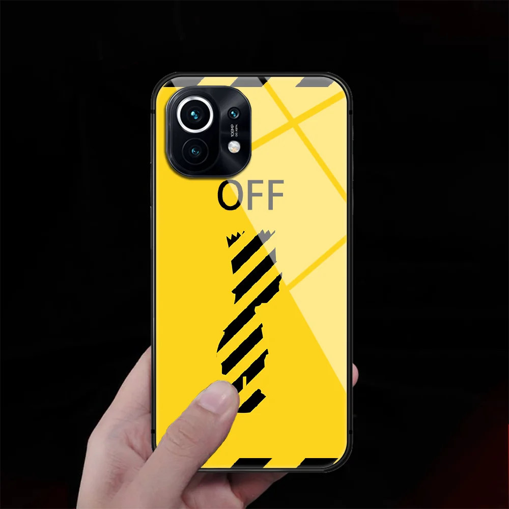

Off Luxury Brand-Whitese Tempered Glass Phone Case Cover For Xiaomi Mi Note 9 10 11 T Pro Lite Ultra Hot Soft Trend