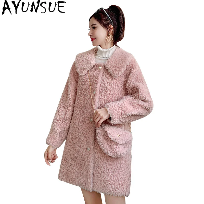 Winter Sheep Shearling Coat Female Autmn Light Thin Fur Coats Women Wool Jackets Casacos Femininos Inverno Gxy219