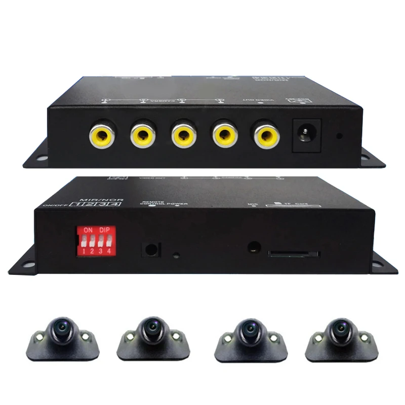 Многопутевой панорамный вождения рекордер DVR мониторинга учет движения четыре просмотр видео регистратор для сзади спереди сбоку CCd HD камера - Название цвета: H312-4P362
