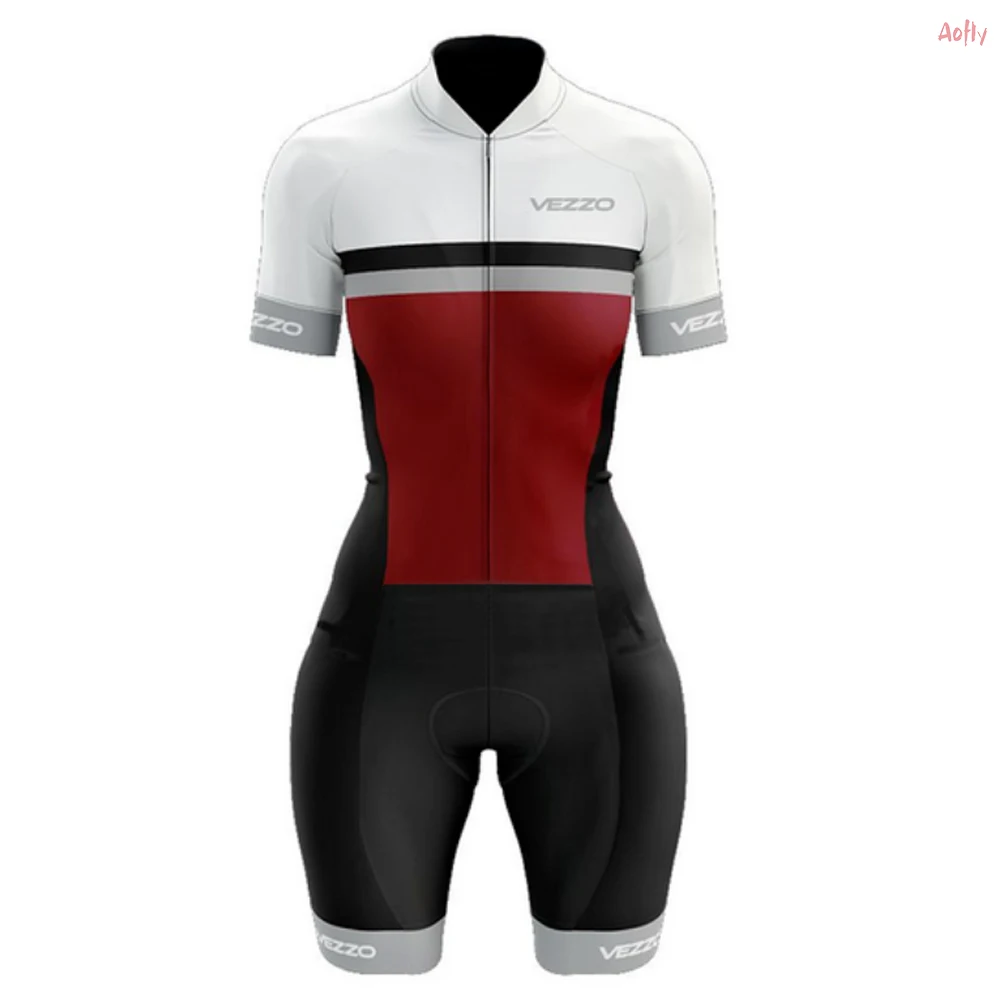Vezzo 2021 Cycling Jumpsuit Summer Clothing, New Sleeves, Female Monkey Cycling Shorts, Short Sleeves, Tights Triathlon, 9D Gel