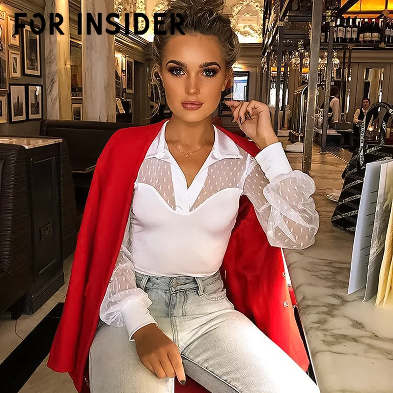 Повседневная белая блузка в горошек сеточку для женщин черная сексуальная