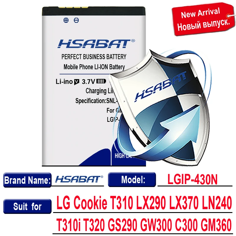 HSABAT топовый бренд 100% Новинка 2350 мАч фотоаккумулятор для LG Cookie T310 LX290 LX370 LN240 T310i T320