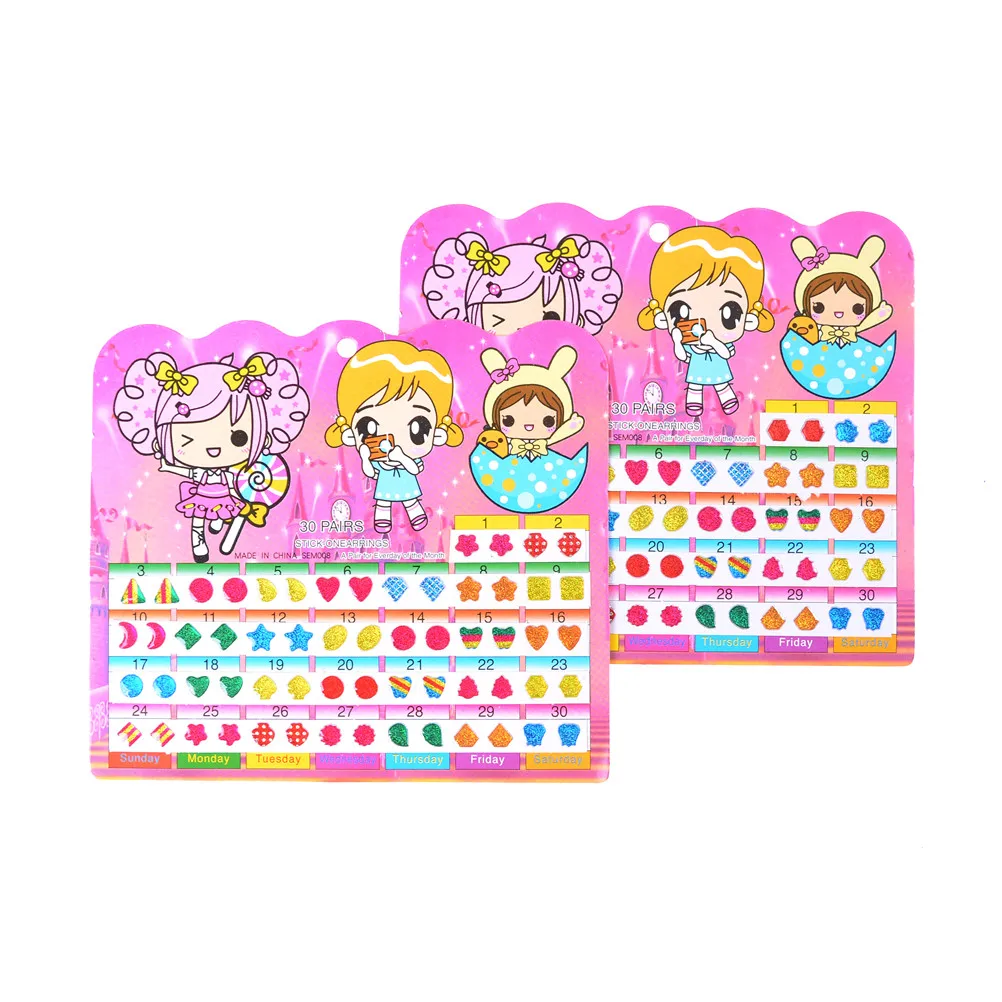 Pegatinas para pendientes para ni&ntilde;os y ni&ntilde;as, calcoman&iacute;as de cristal con dibujos animados, adhesivos de caras, 60 uds.-2
