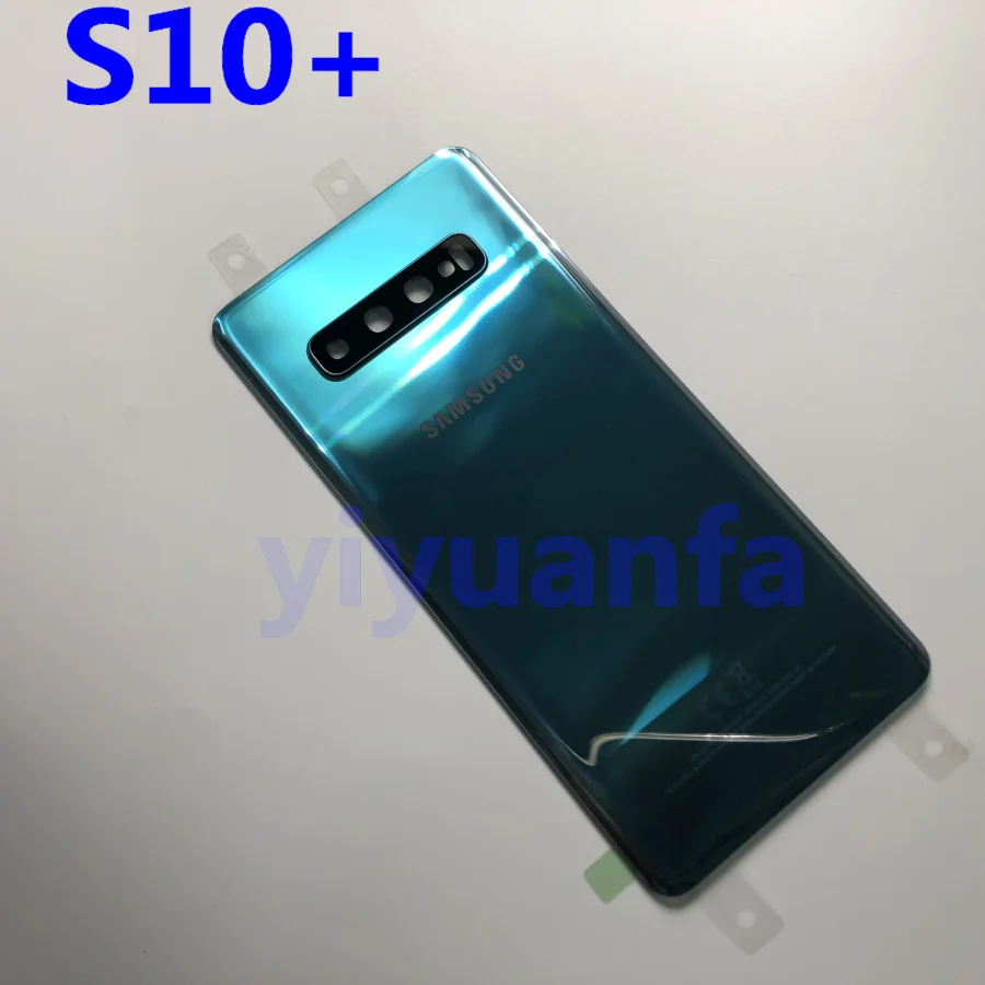 Samsung Galaxy S10 G973 S10 Plus G975 S10E задняя крышка батарейного отсека задняя крышка Корпус Запасные части+ стеклянная рамка объектива камеры - Цвет: S10 Plus green