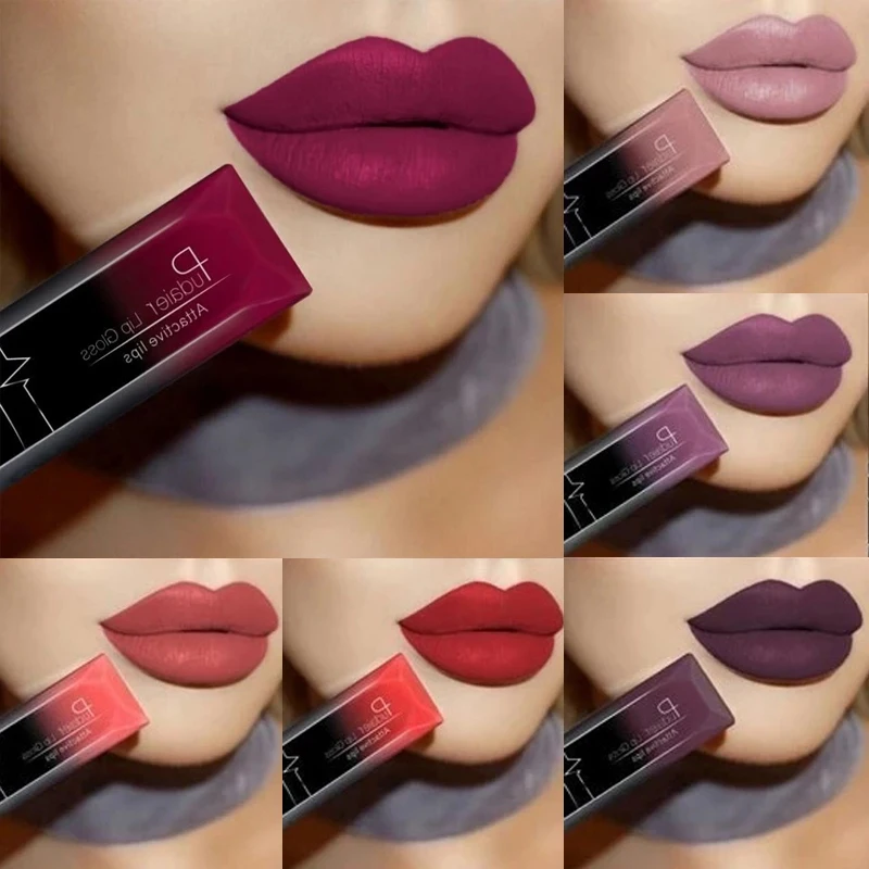 

Sexy Red Matte Velvet Lip Gloss Nude Liquid Lipsticks Waterproof Long Lasting Nonstick Cup Lipgloss Makeup Sexy Lip Tint Glaze