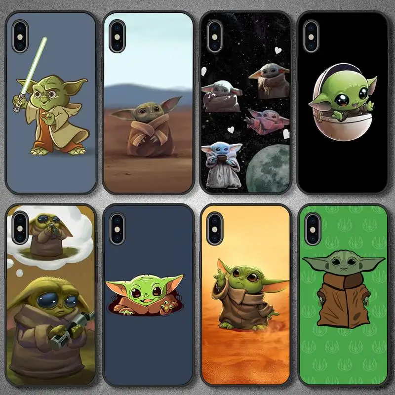 

Cute Lovely Baby Yodae Style Style Phone Case For Black Soft Phone Case 5 5s se 6 6s 7 8 11 12 X Xs Xr Pro Plus Max Mini Cover