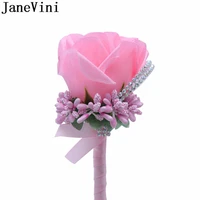 janevini ladies purple corsages artificial rose men brooch buttonholes wedding flowers groom boutonnieres flor para novio 2020